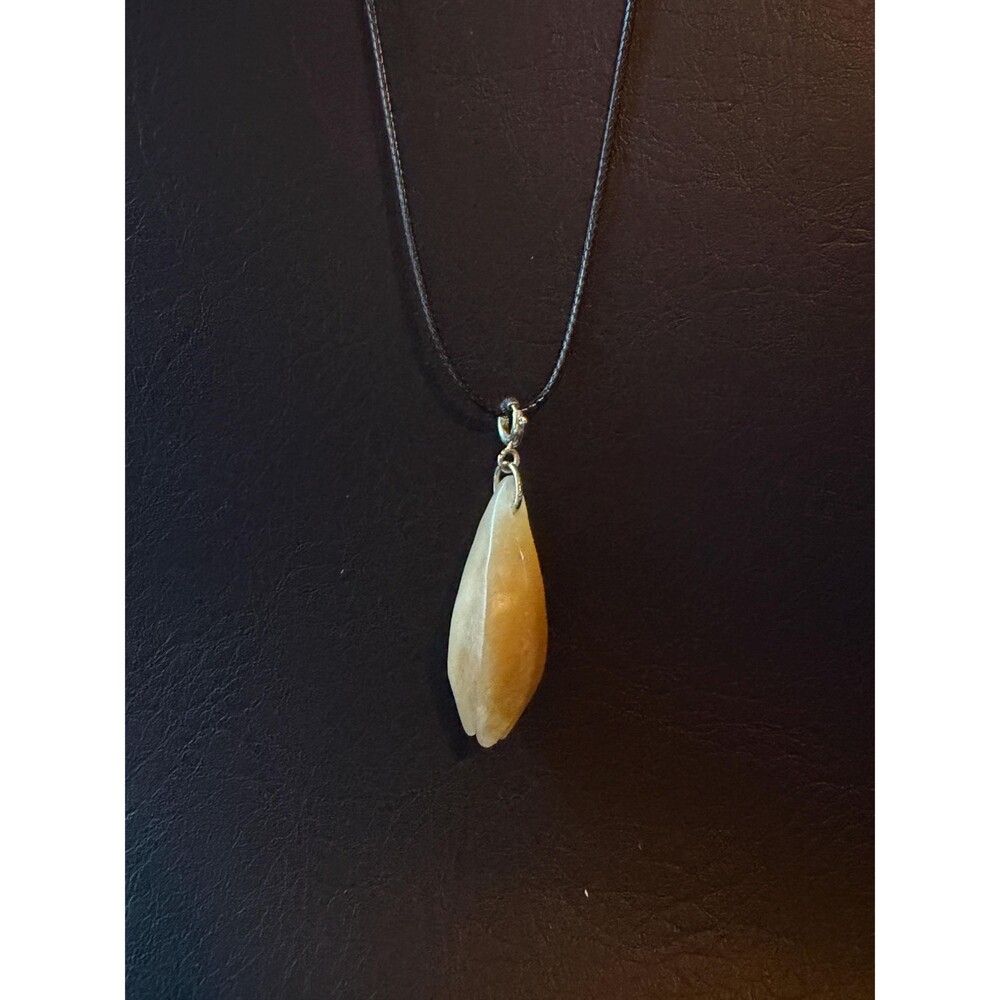 Natural Honey Jade Magnolia Bud Pendant Necklace  OOAK Brown Jade Necklace